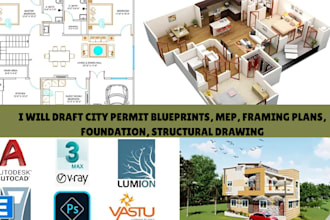 draft city permit blueprints, mep, framing plans, foundation, structural drawing
