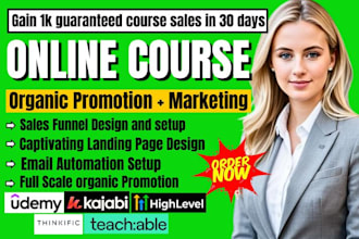 udemy online course promotion sales funnel setup kajabi course optimization
