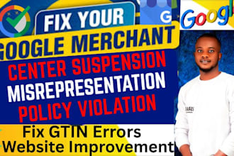fix misrepresentation issues, reinstate google merchant center, run shopping ads