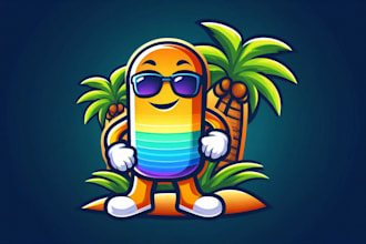 create beautiful gradient oasis mascot logo for your business only 12 hours