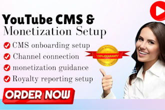 setup youtube cms, monetize assets, manage content id for full revenue control