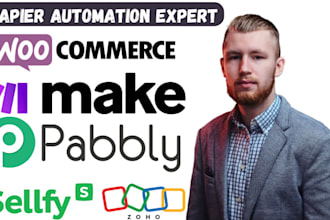 zapier, woocommerce, pabbly, zoho, excel, sellfy and shopstan automation