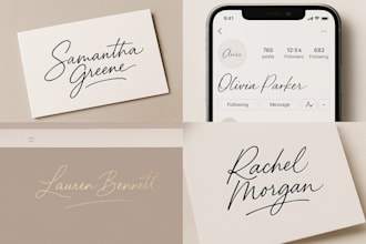 design professional handwritten cursive calligraphy signature and watermark logo
