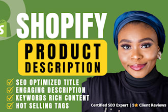 write SEO optimized product description for your shopify store