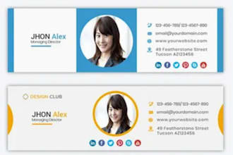 do clickable html email signature mail footer gmail, outlook with logo design