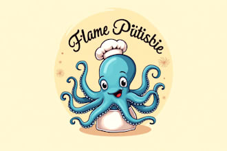 do awesome octopus, pate, animal mascot logo