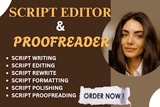 be script editor, script proof reader, screenplay writer, format movie script
