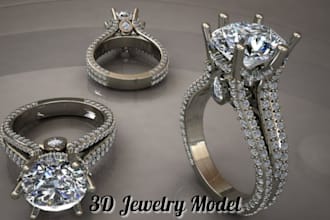 create custom 3d jewelry cad designs for ring  grillz pendant chains