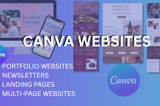 design canva website, canva landing page, business, portfolio canva website logo
