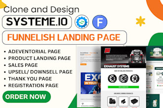 build systeme io sales funnel, clone funnelish landing page, systeme io website
