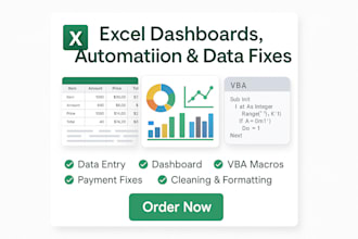 do excel data entry data cleaning custom spreadsheets dashboards vba macros