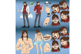 create character reference sheet for anime vtube live2d vrchat oc furry