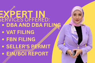 dba dba filing vat filing boi report fbn filing adress change ein gmb reinstate