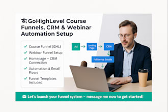 setup gohighlevel course CRM sales funnel webinar homepage template automation