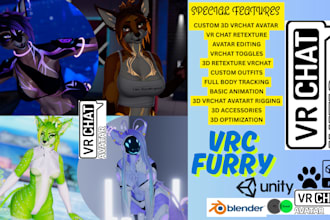 make custom 3d vrchat avatar, vr character, vrc avatar, vtuber model