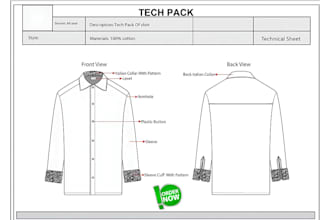 create factory tech packs and technical flats sketch for fashion clothing cads