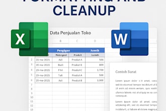 do data entry, formatting, and cleanup in excel or word