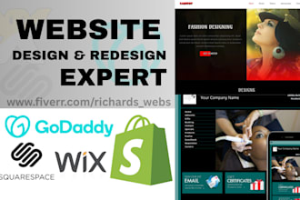 create shopify wix godaddy squarespace ecommerce website store design redesign