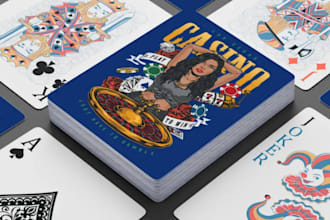 create up to 52 playing card game, poker card, uno mockup cards for you