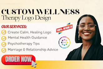design custom wellness, therapy logo, offer expert relationship, mental support