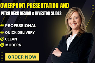 design a professional business presentation pitch deck and investor slide