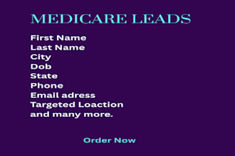 provide high quality fresh verified active medicare leads