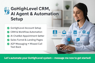 setup gohighlevel CRM automation, expert, ai agent ghl, gohighlevel sales funnel