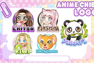 draw cute chibi kawaii character or animal for sticker or logo