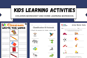 design custom printable worksheets and workbooks for kids learning in any topic