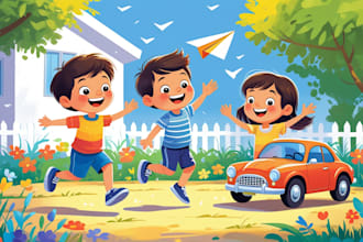illustrate children storybook kids picture book and line art illustration