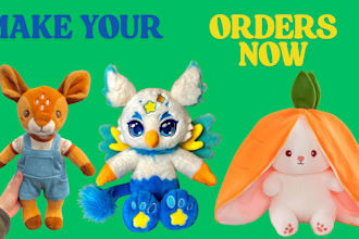 create your own custom plush animals, plushies, soft toys design and ship