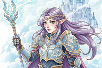draw fantasy watercolor character or dnd character