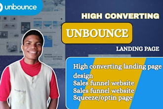 design unbounce landing pages, ezycourse, systeme io, showit, and thinkific site