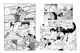 create a action manga comic based on your ideas