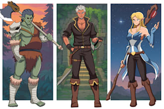 draw dnd character art, concept art or fantasy illustration