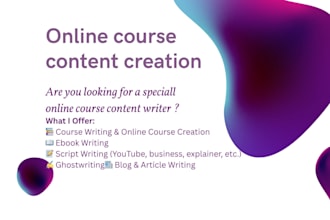write online course content,  course curriculum, book writer