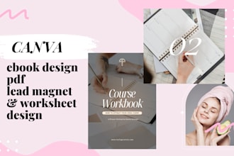 design canva ebook, workbook, lead magnet, worksheet, cover and layout design