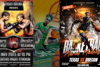 design flyers for football, basketball, boxing, gym, fitness, all sports flyer