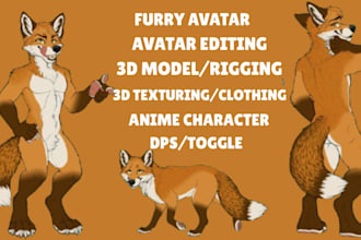 do custom 3d model vrchat furry avatar vrc character vtuber for you