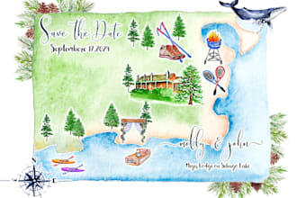 design elegant hand painted watercolor maps for events