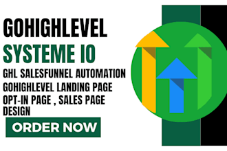 build sales funnel, systeme io in gohighlevel  gohighle landing page