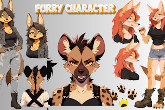 draw custom furry art commissions , chibi, ref sheets ghibii art furry chibis
