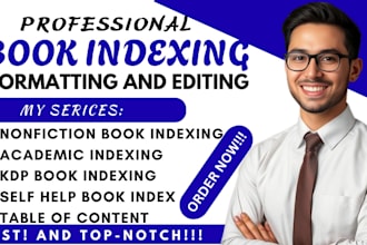 create professional back of book index for nonfiction manuscript, academic books