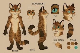 draw furry ref sheet, fursona, furry sticker, headshot, anthro oc, furry art