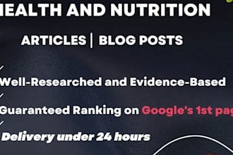 create SEO optimized articles and blog posts on food, health, and nutrition