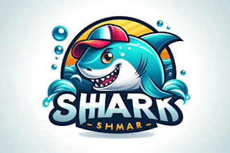 design a unique shark mascot logo for your brand or team