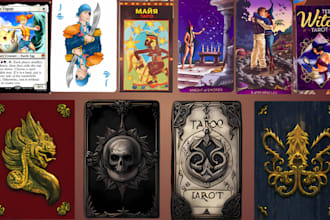 do stunning card game design, tarot oracle card, tcg, ccg and rulebook for you