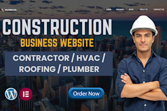 design construction website, roofing website, handyman website within 24h