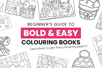 draw bold and easy coloring book pages for kids or children, picture book