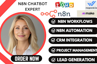 setup n8n chatbot make com automation with respond io, make com zapier and zoho